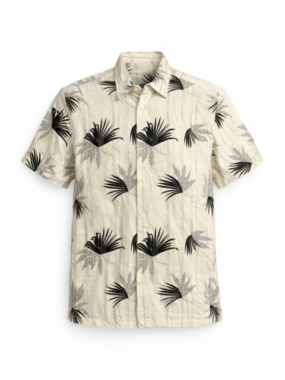 MONDO DI MARCO Men's Casual Hawaiian Rayon Button Down Shirt M Beige/Black